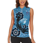 Custom NSW Blues Rugby Women Sleeveless Polo Shirt 2024 Platypus Mix Aboriginal Art