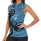 Custom NSW Blues Rugby Women Sleeveless Polo Shirt 2024 Platypus Mix Aboriginal Art
