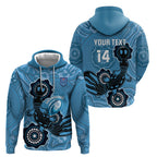 Custom NSW Blues Rugby Zip Hoodie 2024 Platypus Mix Aboriginal Art