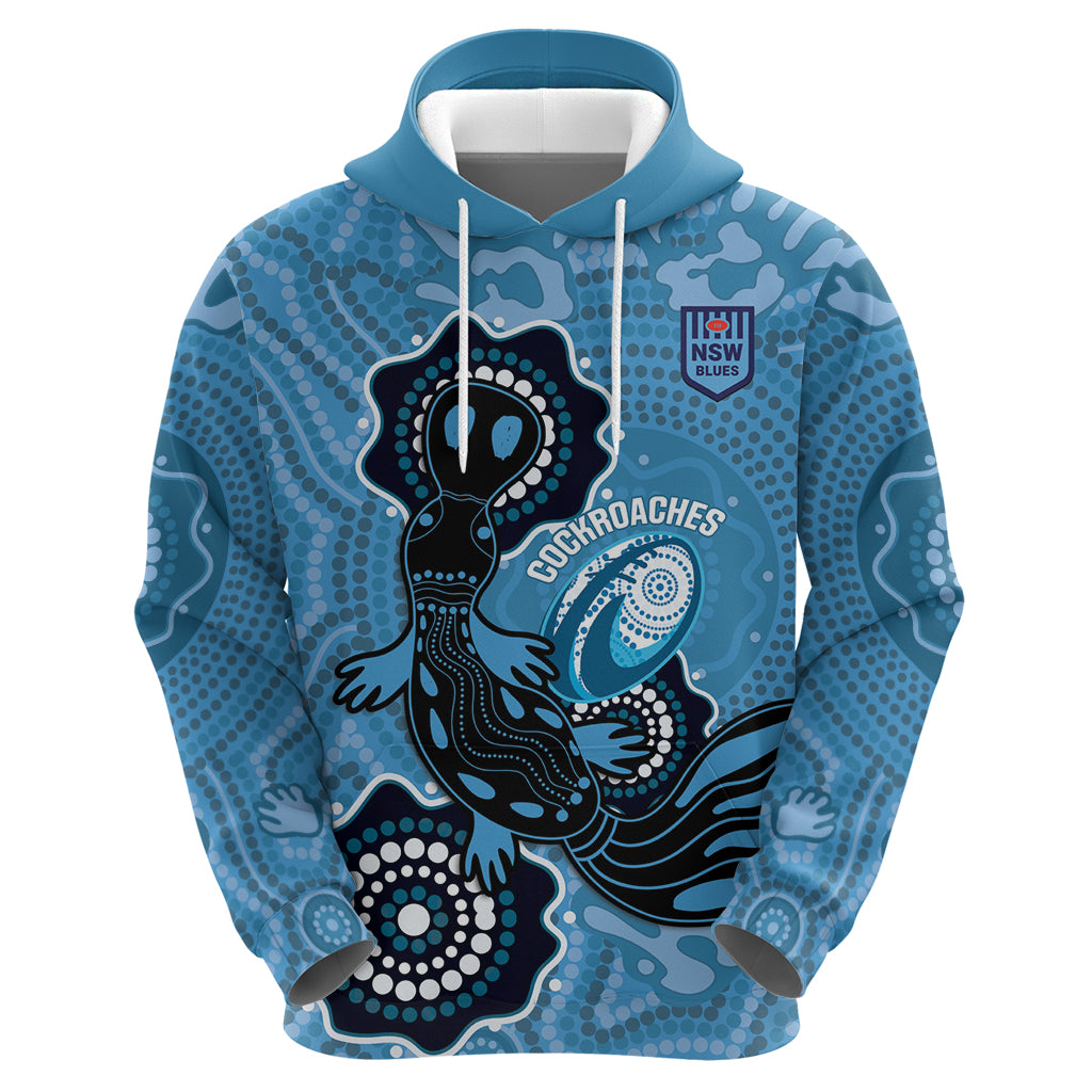 Custom NSW Blues Rugby Zip Hoodie 2024 Platypus Mix Aboriginal Art