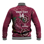 Custom Queensland Maroons Rugby Baseball Jacket 2024 Koala Mix Aboriginal Art