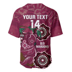 Custom Queensland Maroons Rugby Baseball Jersey 2024 Koala Mix Aboriginal Art