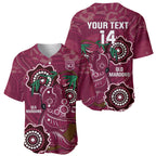 Custom Queensland Maroons Rugby Baseball Jersey 2024 Koala Mix Aboriginal Art