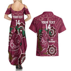 Custom Queensland Maroons Rugby Couples Matching Summer Maxi Dress and Hawaiian Shirt 2024 Koala Mix Aboriginal Art