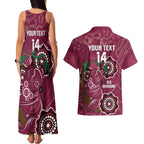 Custom Queensland Maroons Rugby Couples Matching Tank Maxi Dress and Hawaiian Shirt 2024 Koala Mix Aboriginal Art