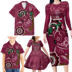 Custom Queensland Maroons Rugby Family Matching Long Sleeve Bodycon Dress and Hawaiian Shirt 2024 Koala Mix Aboriginal Art
