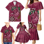 Custom Queensland Maroons Rugby Family Matching Mermaid Dress and Hawaiian Shirt 2024 Koala Mix Aboriginal Art