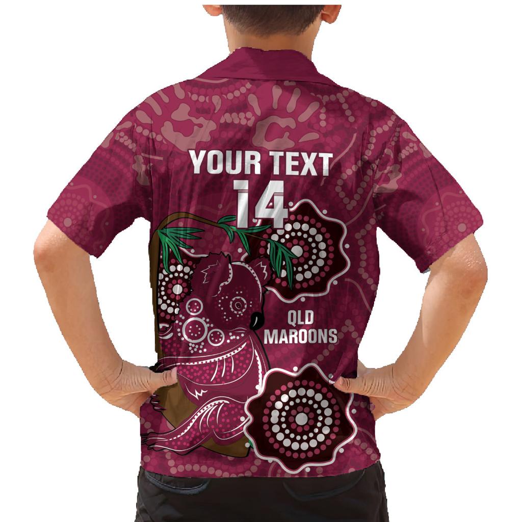 Custom Queensland Maroons Rugby Family Matching Mermaid Dress and Hawaiian Shirt 2024 Koala Mix Aboriginal Art