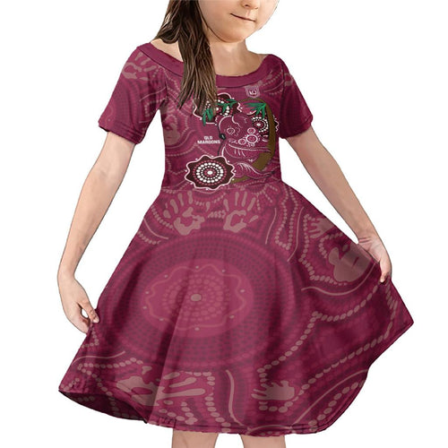 Custom Queensland Maroons Rugby Family Matching Mermaid Dress and Hawaiian Shirt 2024 Koala Mix Aboriginal Art