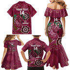 Custom Queensland Maroons Rugby Family Matching Mermaid Dress and Hawaiian Shirt 2024 Koala Mix Aboriginal Art