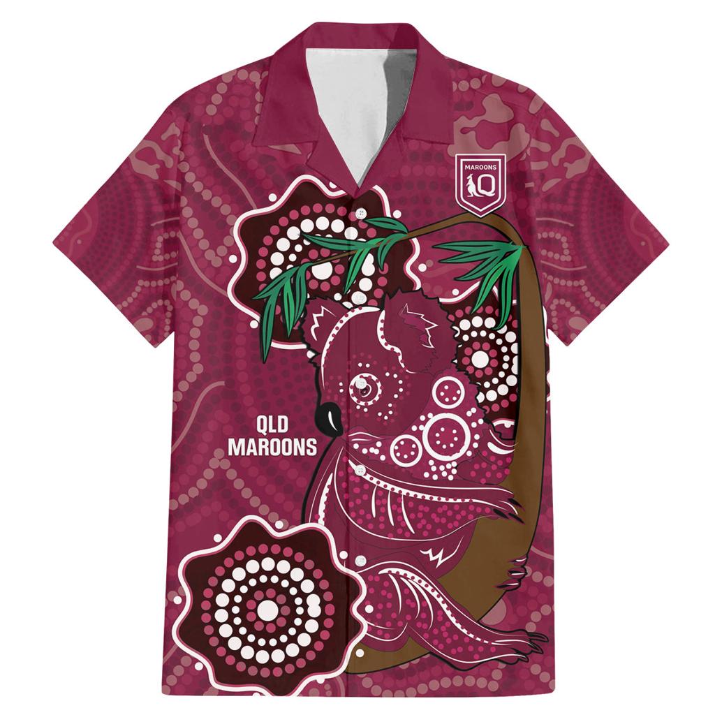 Custom Queensland Maroons Rugby Family Matching Mermaid Dress and Hawaiian Shirt 2024 Koala Mix Aboriginal Art