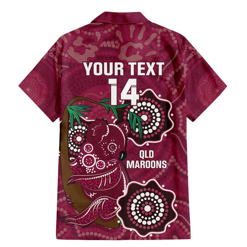 Custom Queensland Maroons Rugby Family Matching Mermaid Dress and Hawaiian Shirt 2024 Koala Mix Aboriginal Art