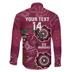 Custom Queensland Maroons Rugby Family Matching Off Shoulder Maxi Dress and Hawaiian Shirt 2024 Koala Mix Aboriginal Art