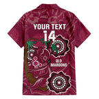 Custom Queensland Maroons Rugby Family Matching Off Shoulder Short Dress and Hawaiian Shirt 2024 Koala Mix Aboriginal Art