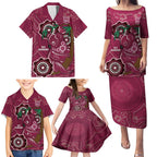 Custom Queensland Maroons Rugby Family Matching Puletasi and Hawaiian Shirt 2024 Koala Mix Aboriginal Art