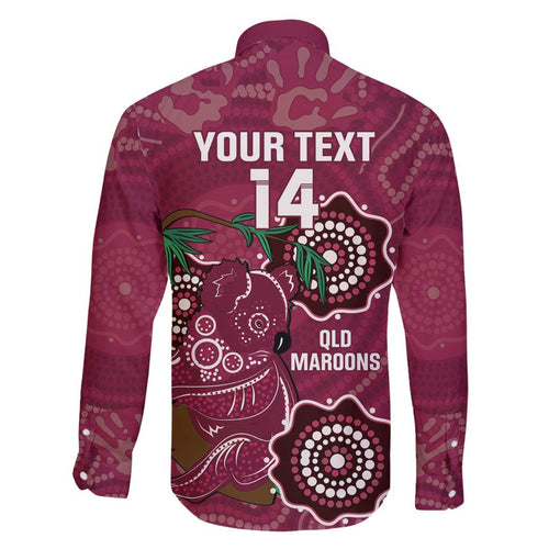 Custom Queensland Maroons Rugby Family Matching Puletasi and Hawaiian Shirt 2024 Koala Mix Aboriginal Art