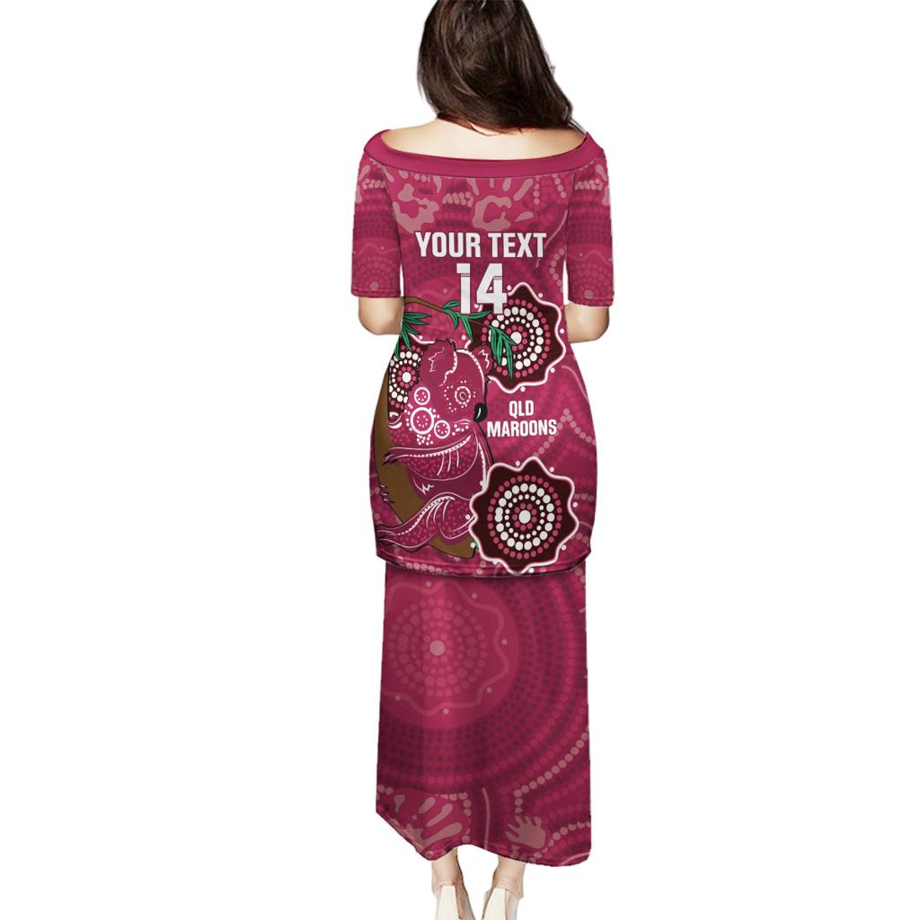 Custom Queensland Maroons Rugby Family Matching Puletasi and Hawaiian Shirt 2024 Koala Mix Aboriginal Art