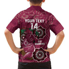 Custom Queensland Maroons Rugby Family Matching Short Sleeve Bodycon Dress and Hawaiian Shirt 2024 Koala Mix Aboriginal Art