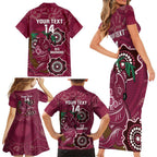 Custom Queensland Maroons Rugby Family Matching Short Sleeve Bodycon Dress and Hawaiian Shirt 2024 Koala Mix Aboriginal Art