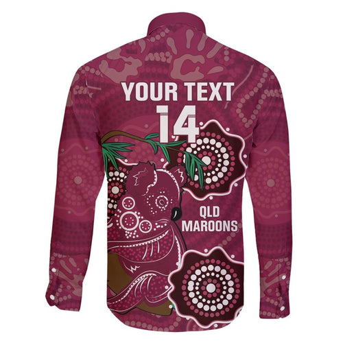 Custom Queensland Maroons Rugby Family Matching Short Sleeve Bodycon Dress and Hawaiian Shirt 2024 Koala Mix Aboriginal Art