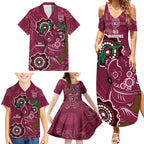 Custom Queensland Maroons Rugby Family Matching Summer Maxi Dress and Hawaiian Shirt 2024 Koala Mix Aboriginal Art