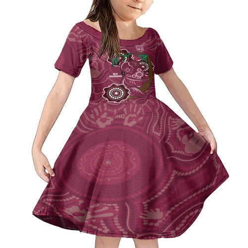 Custom Queensland Maroons Rugby Family Matching Summer Maxi Dress and Hawaiian Shirt 2024 Koala Mix Aboriginal Art