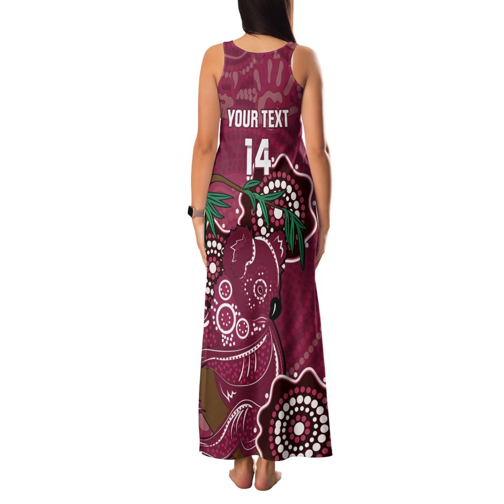 Custom Queensland Maroons Rugby Family Matching Tank Maxi Dress and Hawaiian Shirt 2024 Koala Mix Aboriginal Art