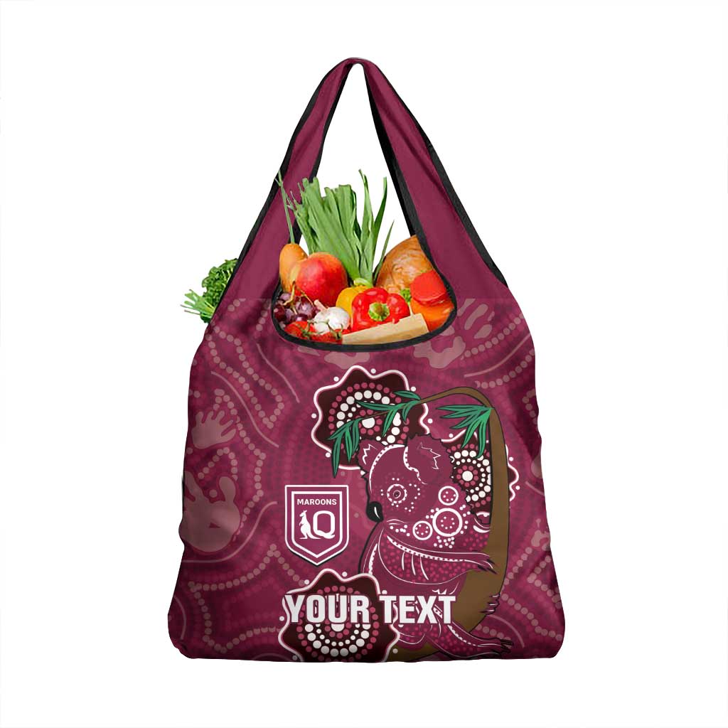 Custom Queensland Maroons Rugby Grocery Bag Koala Mix Aboriginal Art