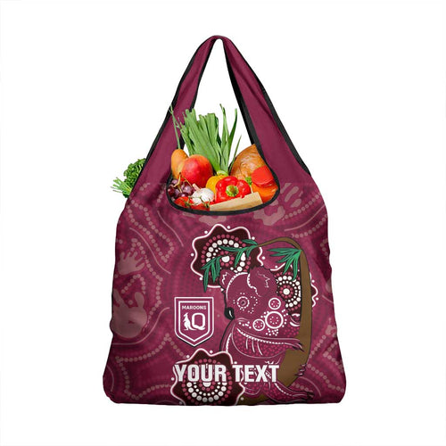 Custom Queensland Maroons Rugby Grocery Bag Koala Mix Aboriginal Art
