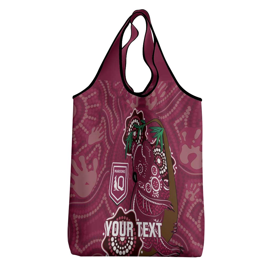 Custom Queensland Maroons Rugby Grocery Bag Koala Mix Aboriginal Art