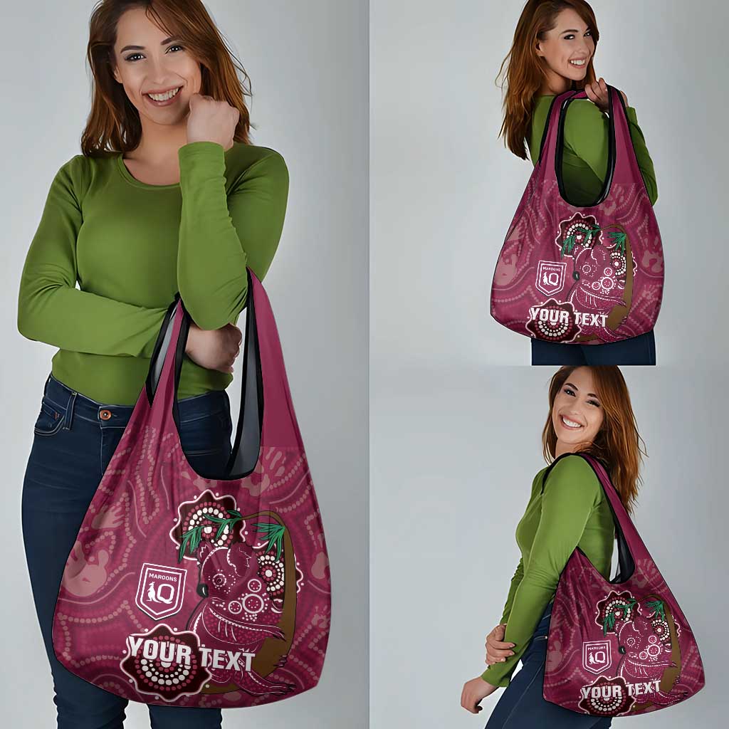 Custom Queensland Maroons Rugby Grocery Bag Koala Mix Aboriginal Art