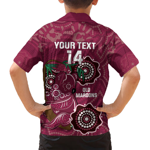 Custom Queensland Maroons Rugby Hawaiian Shirt 2024 Koala Mix Aboriginal Art