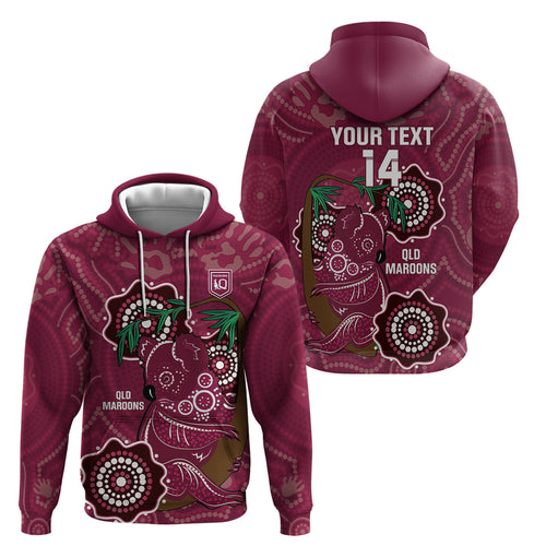 Custom Queensland Maroons Rugby Hoodie 2024 Koala Mix Aboriginal Art
