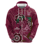 Custom Queensland Maroons Rugby Hoodie 2024 Koala Mix Aboriginal Art