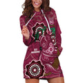 Custom Queensland Maroons Rugby Hoodie Dress 2024 Koala Mix Aboriginal Art