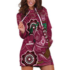 Custom Queensland Maroons Rugby Hoodie Dress 2024 Koala Mix Aboriginal Art