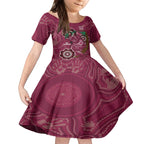 Custom Queensland Maroons Rugby Kid Short Sleeve Dress 2024 Koala Mix Aboriginal Art