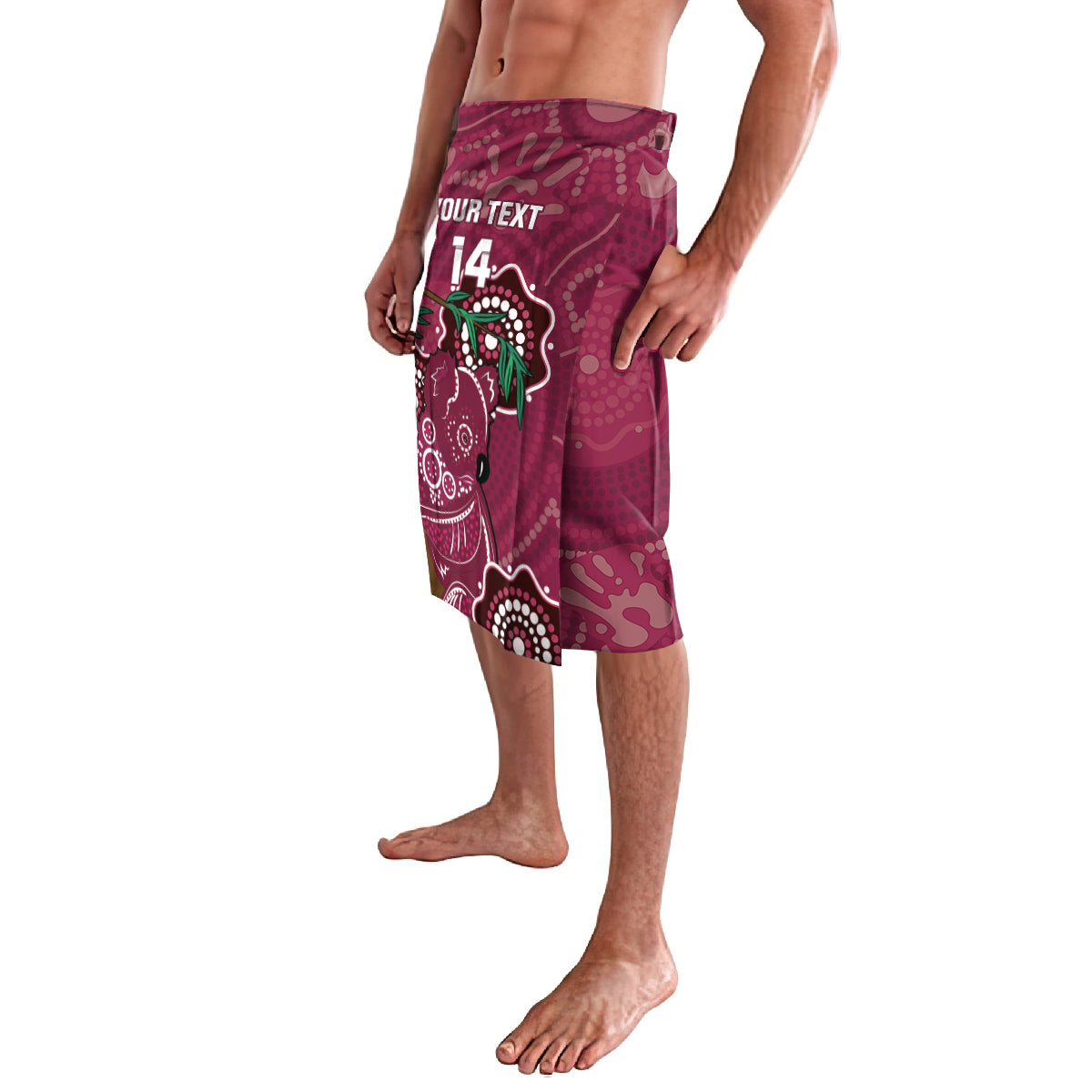 Custom Queensland Maroons Rugby Lavalava 2024 Koala Mix Aboriginal Art
