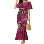Custom Queensland Maroons Rugby Mermaid Dress 2024 Koala Mix Aboriginal Art