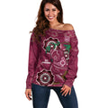 Custom Queensland Maroons Rugby Off Shoulder Sweater 2024 Koala Mix Aboriginal Art