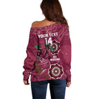 Custom Queensland Maroons Rugby Off Shoulder Sweater 2024 Koala Mix Aboriginal Art