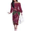 Custom Queensland Maroons Rugby Off The Shoulder Long Sleeve Dress 2024 Koala Mix Aboriginal Art