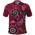 Custom Queensland Maroons Rugby Polo Shirt 2024 Koala Mix Aboriginal Art