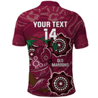 Custom Queensland Maroons Rugby Polo Shirt 2024 Koala Mix Aboriginal Art