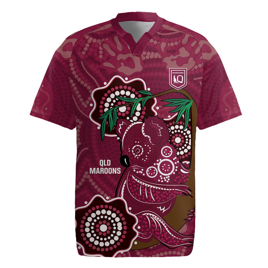 Custom Queensland Maroons Rugby Rugby Jersey 2024 Koala Mix Aboriginal Art