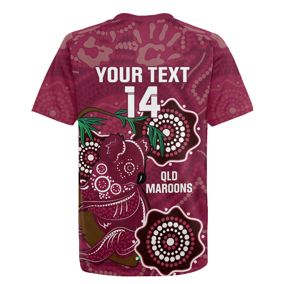 Custom Queensland Maroons Rugby Rugby Jersey 2024 Koala Mix Aboriginal Art
