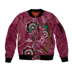 Custom Queensland Maroons Rugby Sleeve Zip Bomber Jacket 2024 Koala Mix Aboriginal Art