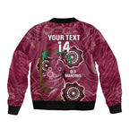 Custom Queensland Maroons Rugby Sleeve Zip Bomber Jacket 2024 Koala Mix Aboriginal Art