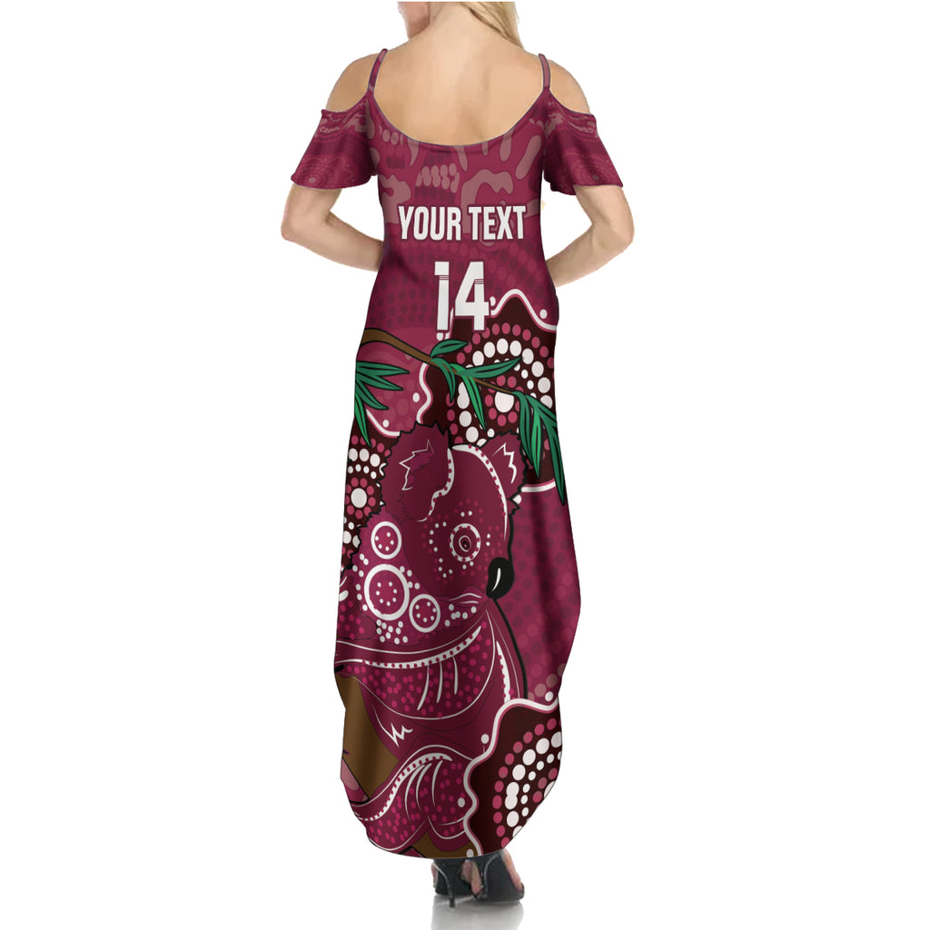 Custom Queensland Maroons Rugby Summer Maxi Dress 2024 Koala Mix Aboriginal Art