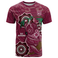 Custom Queensland Maroons Rugby T Shirt 2024 Koala Mix Aboriginal Art